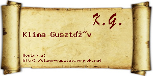 Klima Gusztáv névjegykártya